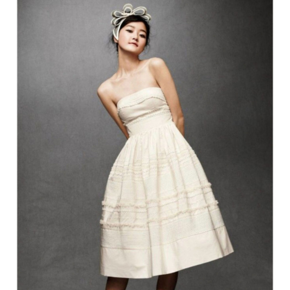 BHLDN White Fondant Tea Retro Wedding Dress NWT 4